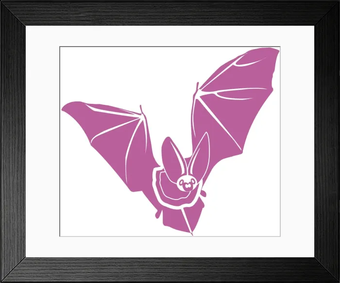 Framed Print : Digital illustration of pink bat on white background Framed Print : Digital illustration of pink bat on white background