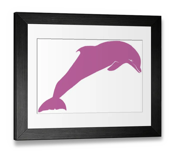 Framed Print : Digital illustration of pink dolphin on white background Framed Print : Digital illustration of pink dolphin on white background