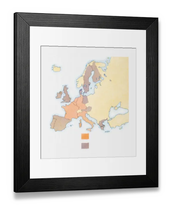 Framed Print : Illustration of map showing original members of the European Union Framed Print : Illustration of map showing original members of the European Union