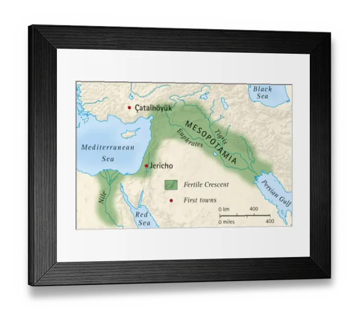 Framed Print : Digital illustration of the fertile crescent of Mesopotamia and Egypt and location of first towns Framed Print : Digital illustration of the fertile crescent of Mesopotamia and Egypt and location of first towns