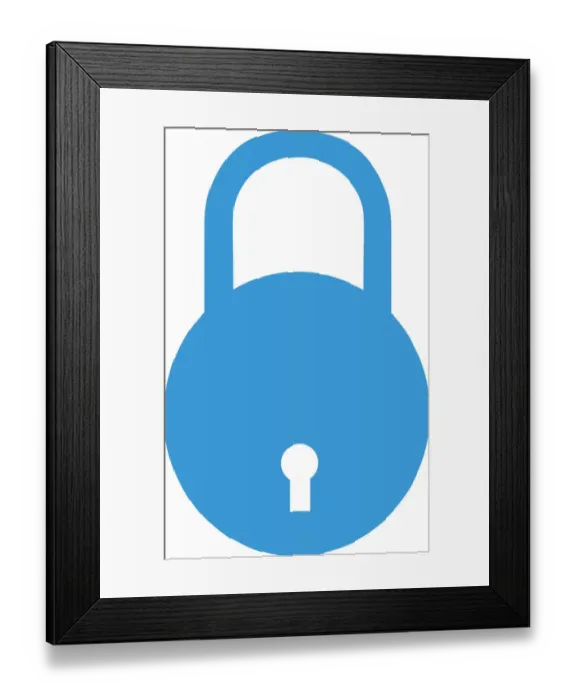 Framed Print : Digital illustration of blue padlock on white background Framed Print : Digital illustration of blue padlock on white background