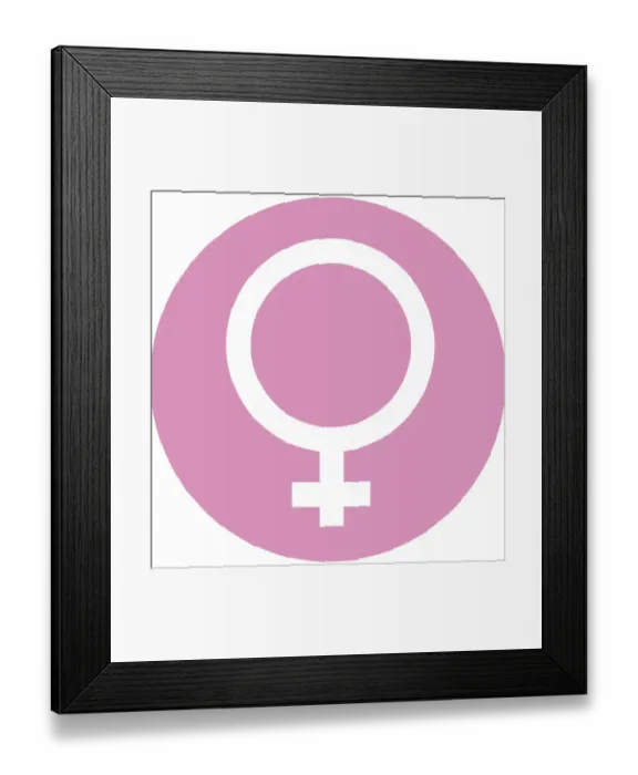 Framed Print : Digital illustration of female symbol in pink circle on white background Framed Print : Digital illustration of female symbol in pink circle on white background