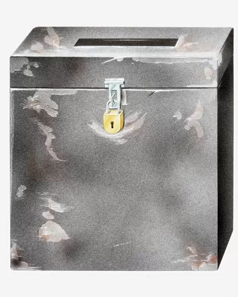 Illustration of padlocked ballot box