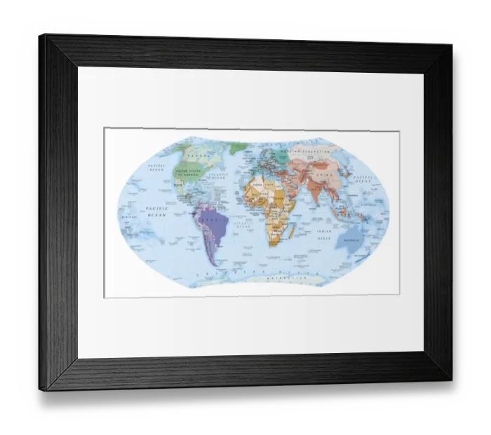 Framed Print : Digital illustration of map showing world population areas Framed Print : Digital illustration of map showing world population areas