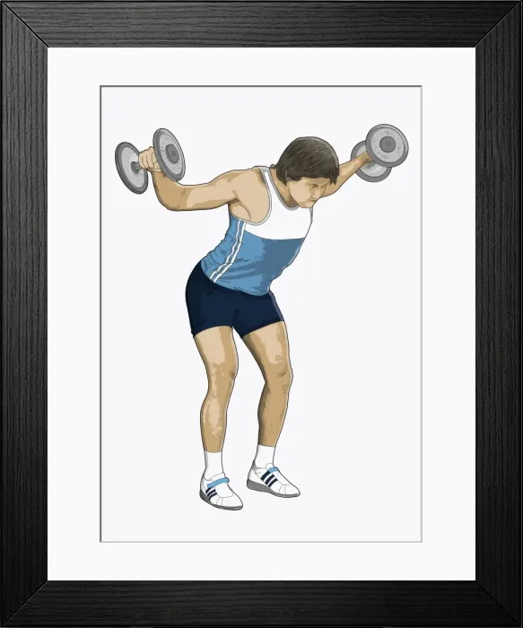 Framed Print : Illustration of man performing rear lateral raise using dumbbells Framed Print : Illustration of man performing rear lateral raise using dumbbells