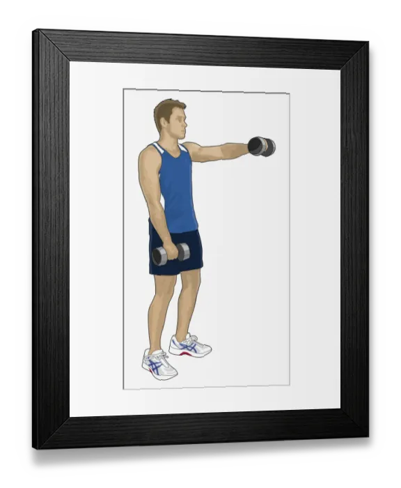 Framed Print : Illustration of man weight training with dumbbells Framed Print : Illustration of man weight training with dumbbells
