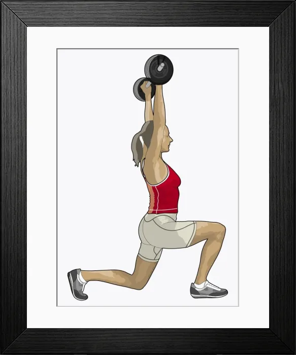 Framed Print : Illustration of performing overhead squat weight training exercise Framed Print : Illustration of performing overhead squat weight training exercise