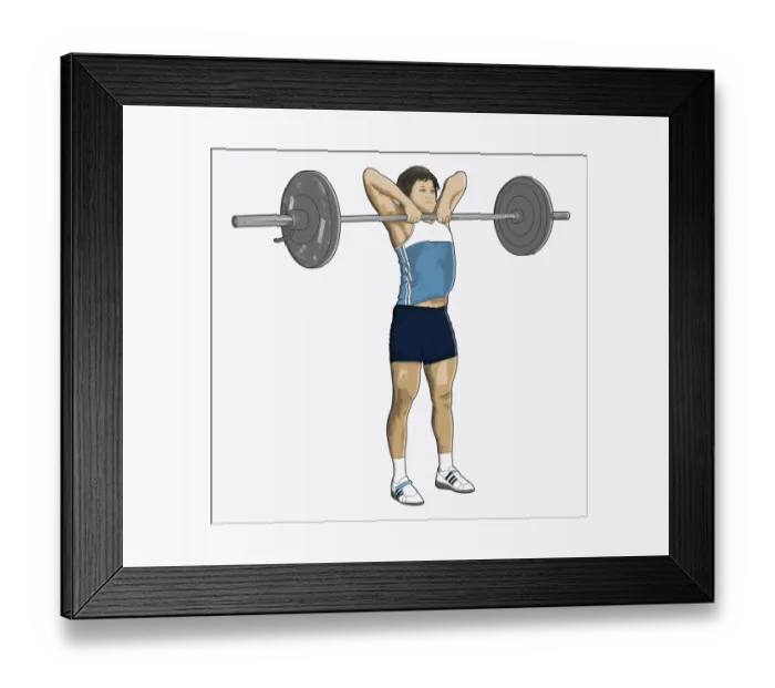 Framed Print : Illustration of man performing upright row weightlift Framed Print : Illustration of man performing upright row weightlift