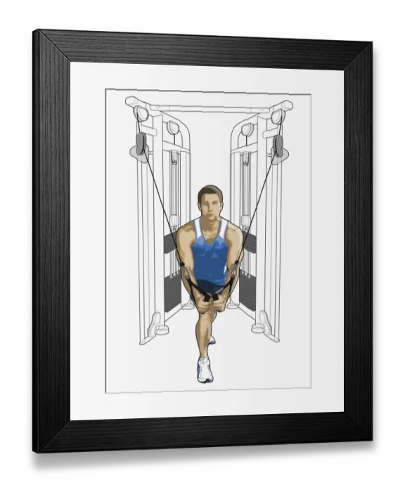 Framed Print : Illustration of man exercising on cable cross-over equipment Framed Print : Illustration of man exercising on cable cross-over equipment