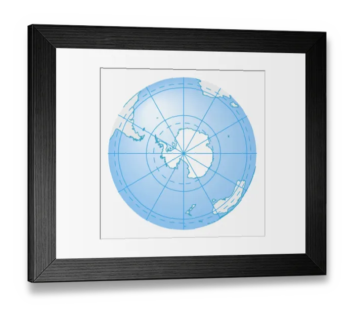 Framed Print : Illustration of Antarctica on globe Framed Print : Illustration of Antarctica on globe