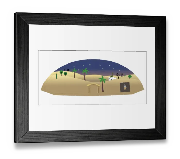 Framed Print : Digital Illustration of stars in night sky over desert at Christmas