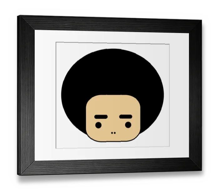 Framed Print : Simple illustration of person with Afro hair