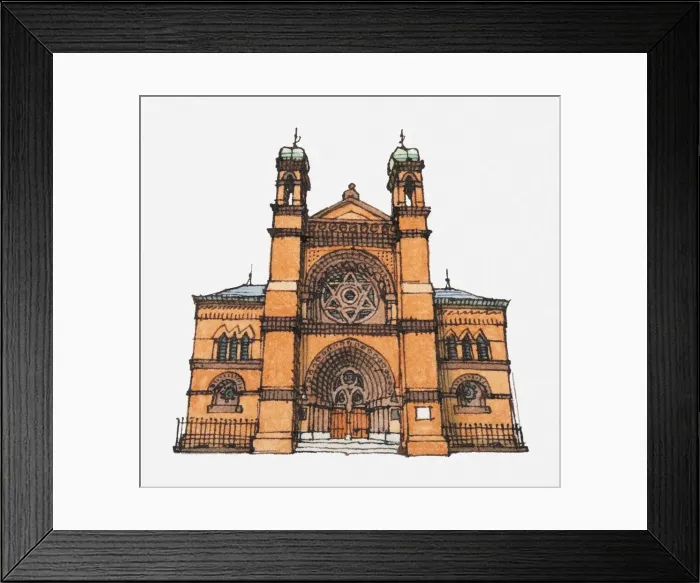 Framed Print : Illustration of Synagogue facade Framed Print : Illustration of Synagogue facade