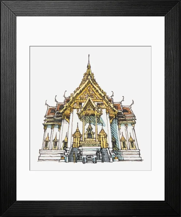 Framed Print : Illustration of Chinese temple facade Framed Print : Illustration of Chinese temple facade