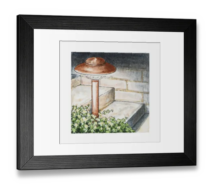Framed Print : Illustration of illuminated light on garden steps Framed Print : Illustration of illuminated light on garden steps
