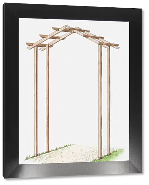 Illustration of wooden arched frame
