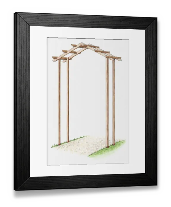 Framed Print : Illustration of wooden arched frame Framed Print : Illustration of wooden arched frame