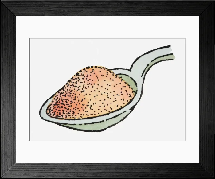 Framed Print : Illustration of heap of orchid seeds on spoon Framed Print : Illustration of heap of orchid seeds on spoon