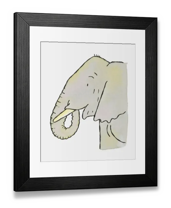 Framed Print : Illustration of African Bush Elephant (Loxodonta africana), head in profile Framed Print : Illustration of African Bush Elephant (Loxodonta africana), head in profile
