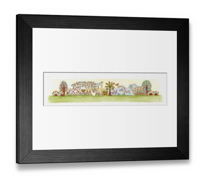 Framed Print : Illustration of ancient Egyptian wildlife and flora frieze Framed Print : Illustration of ancient Egyptian wildlife and flora frieze