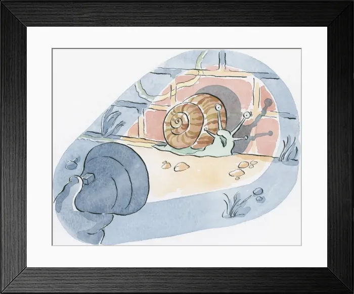 Framed Print : Illustration of snail against wall illuminated by torch Framed Print : Illustration of snail against wall illuminated by torch