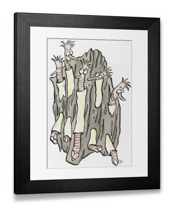Framed Print : Cartoon of Shipworms using shells to bore through driftwood Framed Print : Cartoon of Shipworms using shells to bore through driftwood