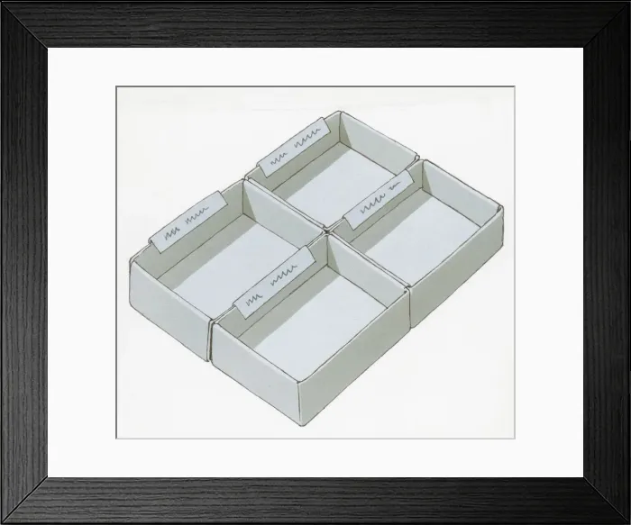 Framed Print : Illustration of four empty labelled boxes Framed Print : Illustration of four empty labelled boxes