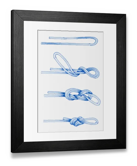 Framed Print : Series of illustration of how to tie blood bright knot Framed Print : Series of illustration of how to tie blood bright knot