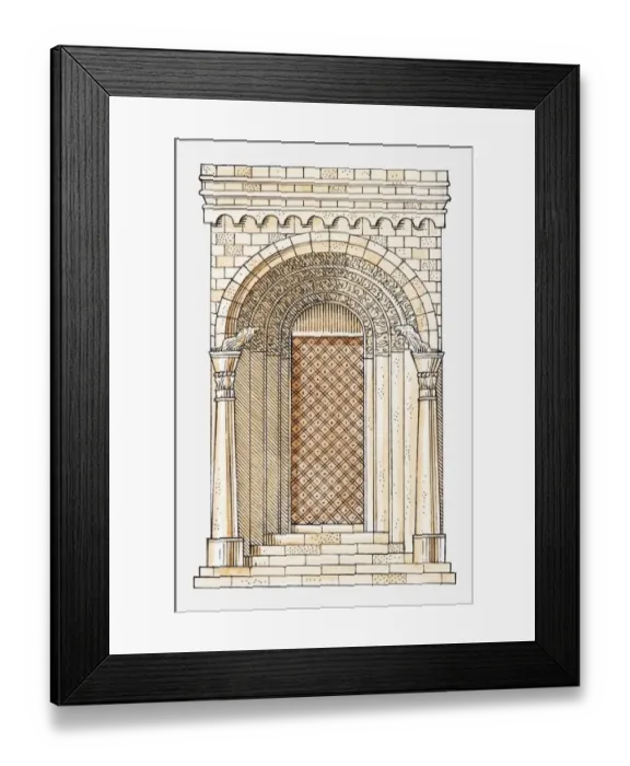 Framed Print : Illustration of Romanseque portal of Lund Cathedral, Sweden, c. 1103 Framed Print : Illustration of Romanseque portal of Lund Cathedral, Sweden, c. 1103