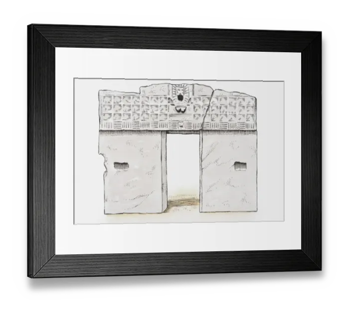 Framed Print : Illustration of the Gateway of The Sun, Tiahuanaco, Bolivia Framed Print : Illustration of the Gateway of The Sun, Tiahuanaco, Bolivia