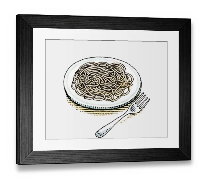 Framed Print : Illustration of plate of spaghetti with fork Framed Print : Illustration of plate of spaghetti with fork