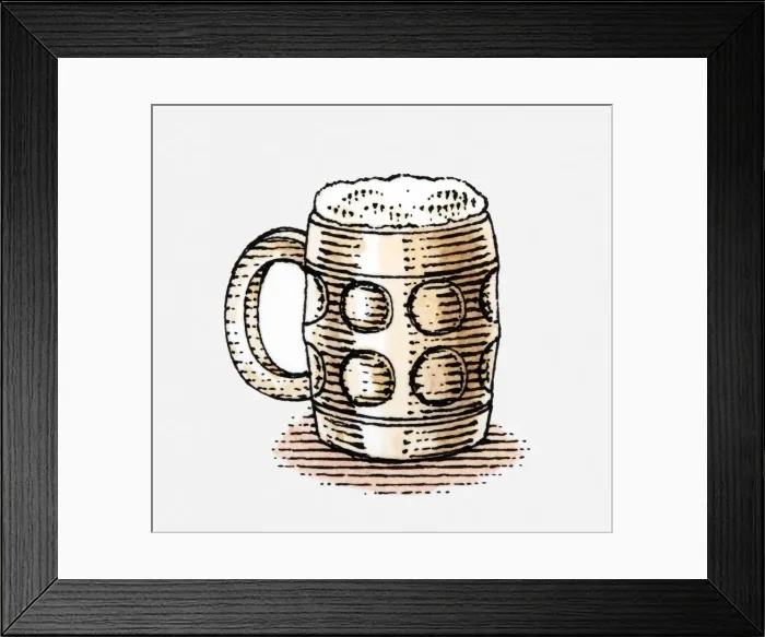 Framed Print : Illustration of pint of frothy bear Framed Print : Illustration of pint of frothy bear
