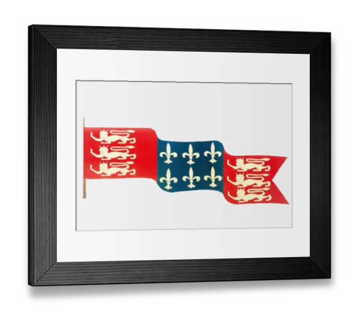Framed Print : Illustration of Hundred Years War Flag with English lions and French Fleur De Lys Framed Print : Illustration of Hundred Years War Flag with English lions and French Fleur De Lys