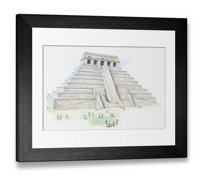 Framed Print : Illustration of Mayan pyramid The Temple of Inscriptions at Palenque Framed Print : Illustration of Mayan pyramid The Temple of Inscriptions at Palenque