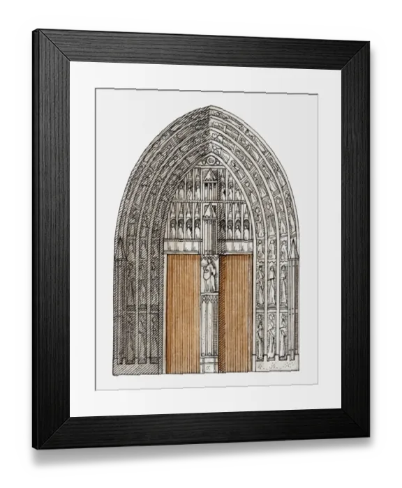 Framed Print : Illustration of Gothic portal, Cologne Cathedral, Germany Framed Print : Illustration of Gothic portal, Cologne Cathedral, Germany