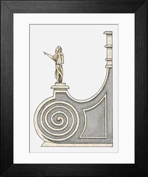 Framed Print : Illustration of a scrolled buttress, Basilica of St Mary of Health (Basilica di Santa Maria della Salute), Venice, 17th century