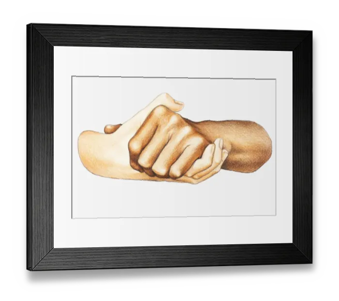 Framed Print : Illustration of handshake between two men of different ethnic groups Framed Print : Illustration of handshake between two men of different ethnic groups