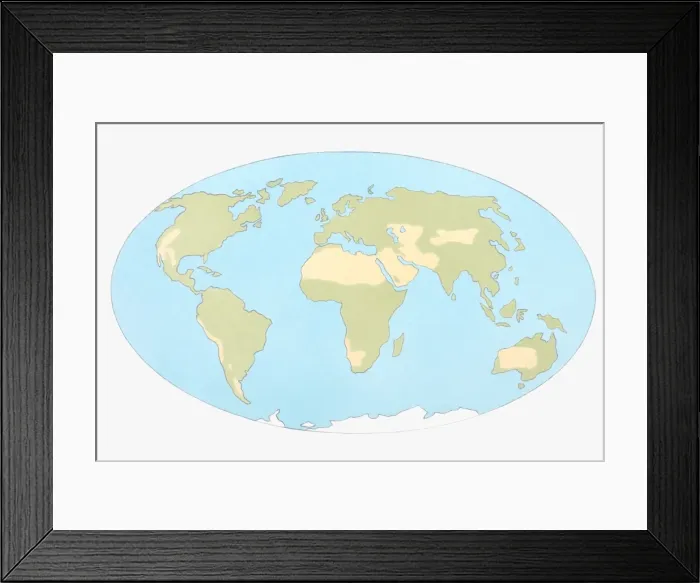 Framed Print : Illustration of world map showing desertification Framed Print : Illustration of world map showing desertification