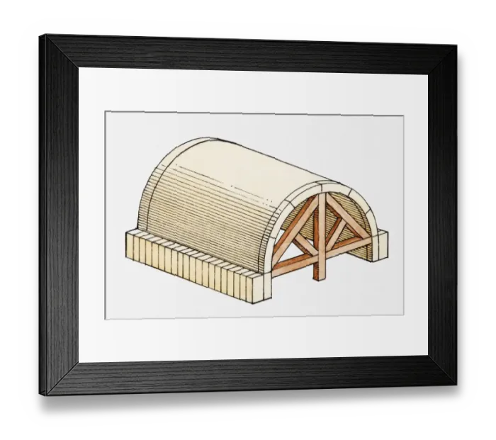 Framed Print : Illustration of barrel vault, also known as tunnel vault or wagon vault Framed Print : Illustration of barrel vault, also known as tunnel vault or wagon vault