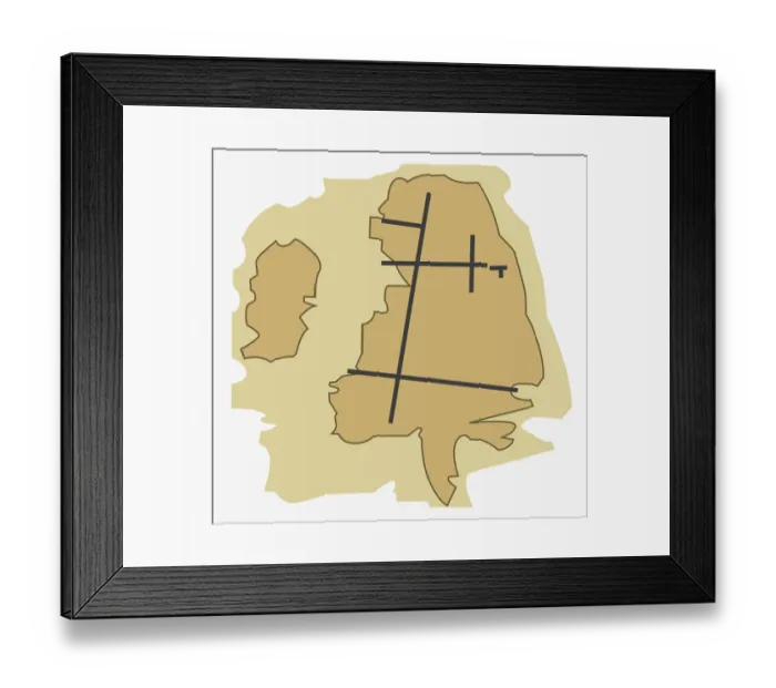 Framed Print : Map showing layout of ancient Indus Valley city of Mohenjo Daro, upper and lower towns Framed Print : Map showing layout of ancient Indus Valley city of Mohenjo Daro, upper and lower towns