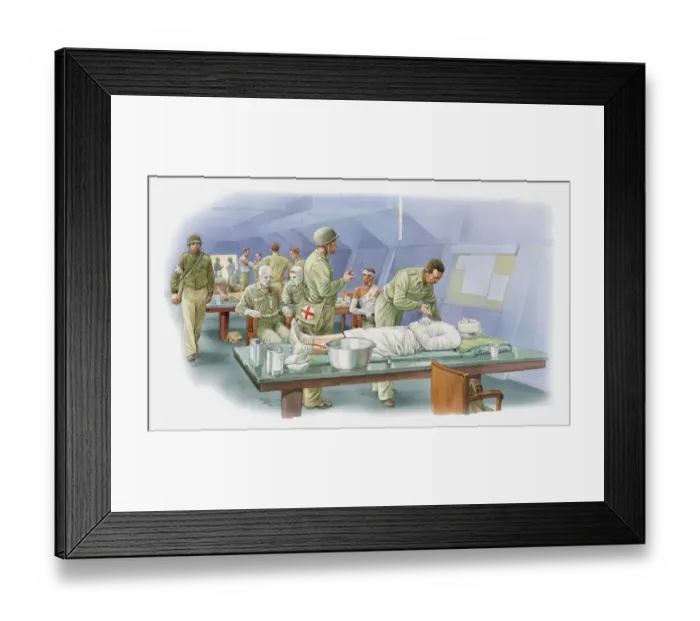 Framed Print : Illustration of treament of burns patients wrapped in bandages during World War Two Framed Print : Illustration of treament of burns patients wrapped in bandages during World War Two