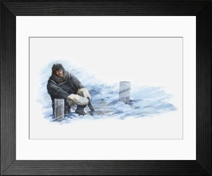 Framed Print : Illustration of Antarctic explorer in icy gale Framed Print : Illustration of Antarctic explorer in icy gale