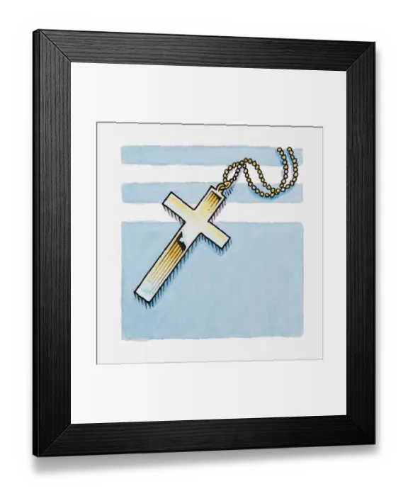 Framed Print : Illustration of cross on rosary Framed Print : Illustration of cross on rosary