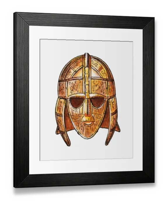Framed Print : Illustration of ornate metal helmet Framed Print : Illustration of ornate metal helmet