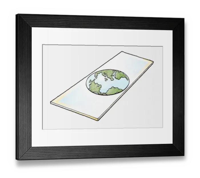 Framed Print : Illustration of the Earth as a flat shape