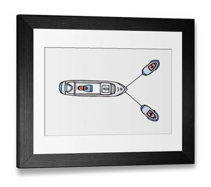 Framed Print : Illustration of ship being pulled by two tugboats Framed Print : Illustration of ship being pulled by two tugboats