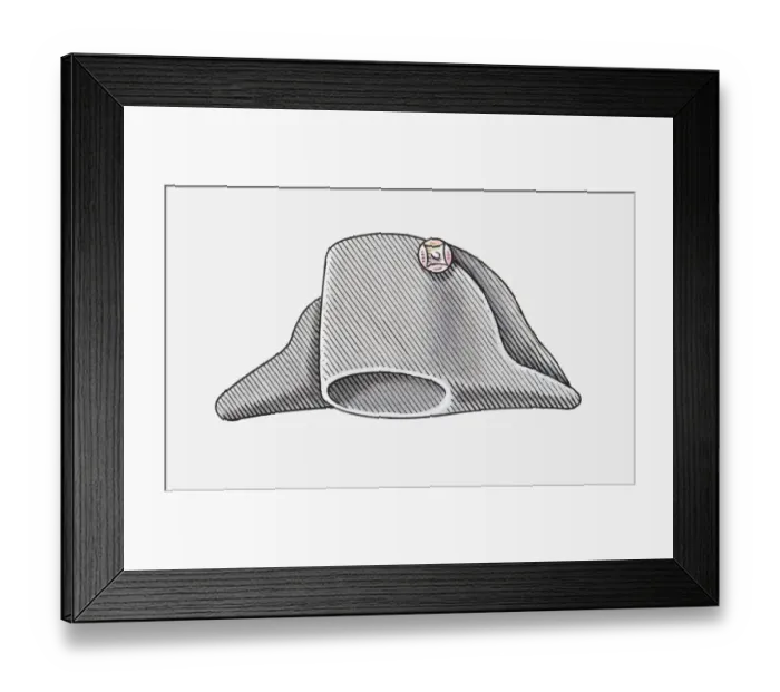 Framed Print : Illustration of bicorn hat as worn by Napoleon Framed Print : Illustration of bicorn hat as worn by Napoleon