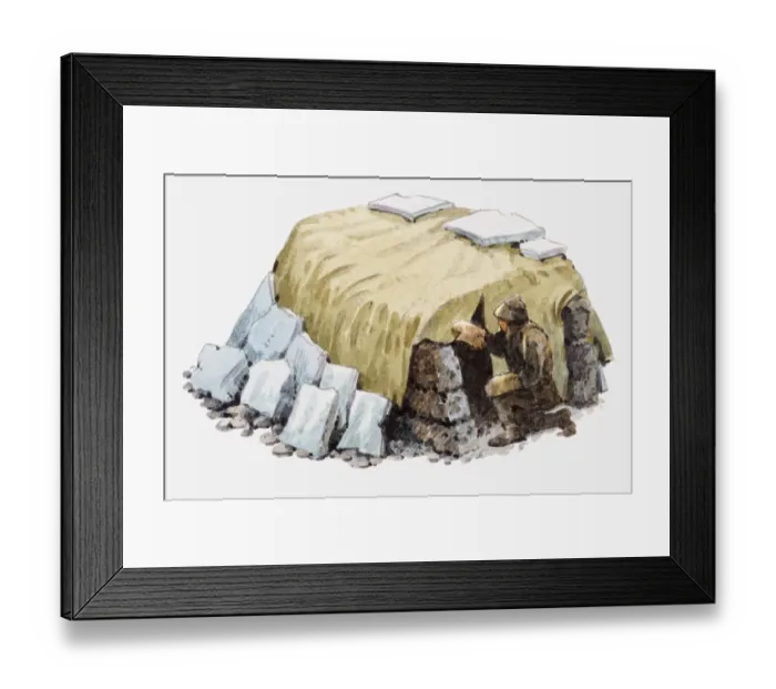 Framed Print : Illustration of Antarctic explorer outside igloo Framed Print : Illustration of Antarctic explorer outside igloo