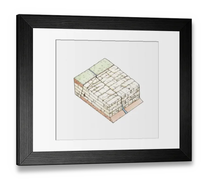 Framed Print : Illustration of river flowing between rocks creating a gorge Framed Print : Illustration of river flowing between rocks creating a gorge