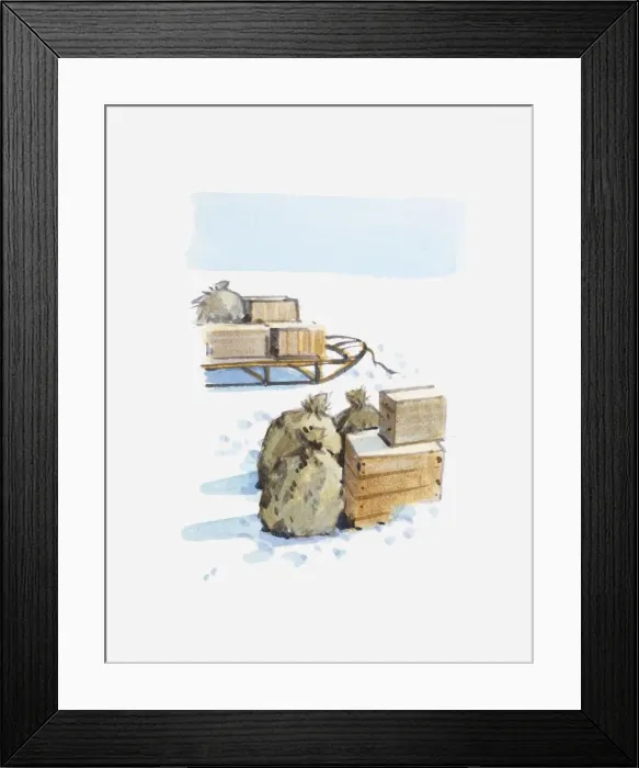 Framed Print : Illustration of Antarctic explorers equipment Framed Print : Illustration of Antarctic explorers equipment